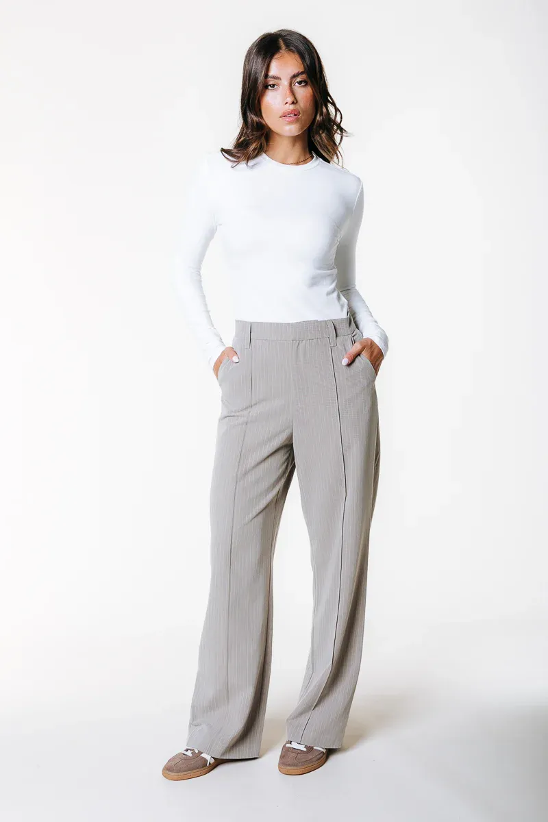 Colourful Rebel Rus Pinstripe Pants Beige
