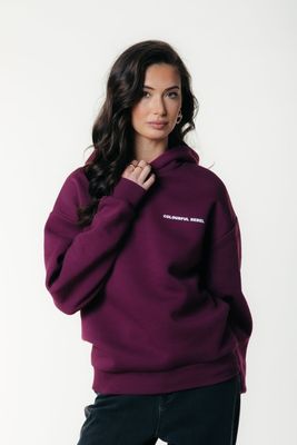 Colourful Rebel Flower Hoodie Burgundy