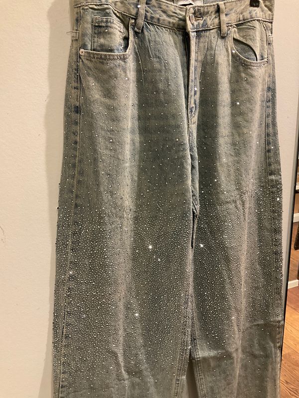 Pinned Strass Jeans Blue