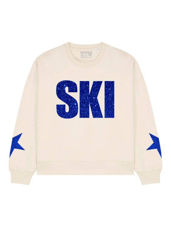 Pinned Ski Blue Sweater Off White