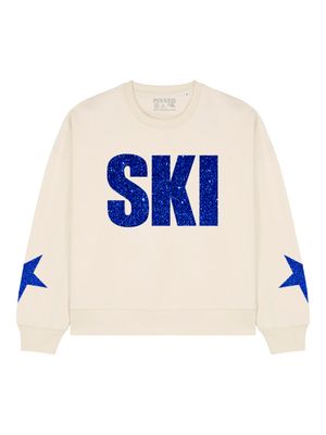 Pinned Ski Blue Sweater Off White