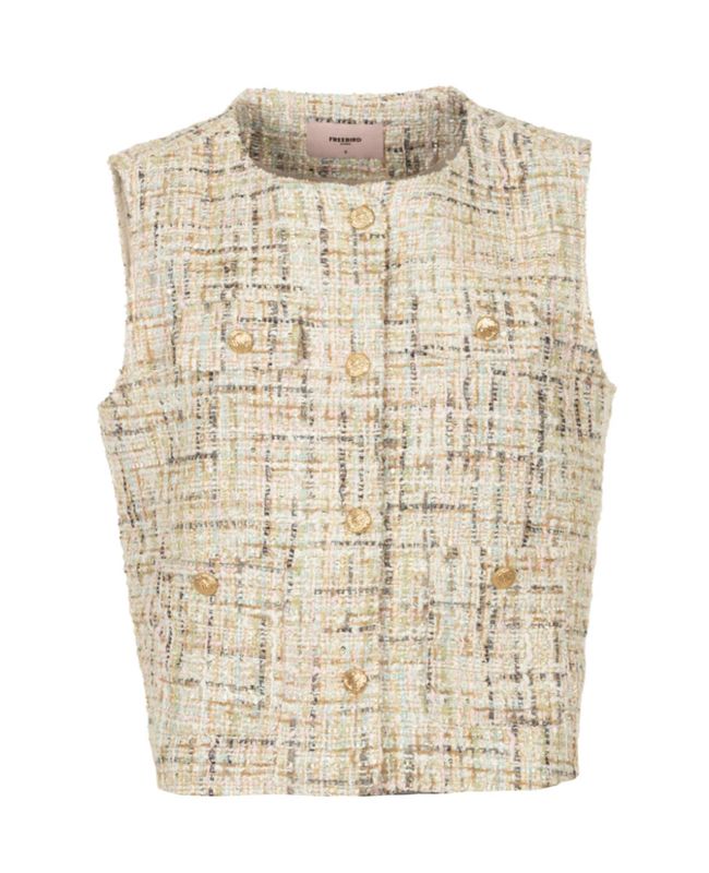 Freebird Geertje Boucle Gilet Ecru