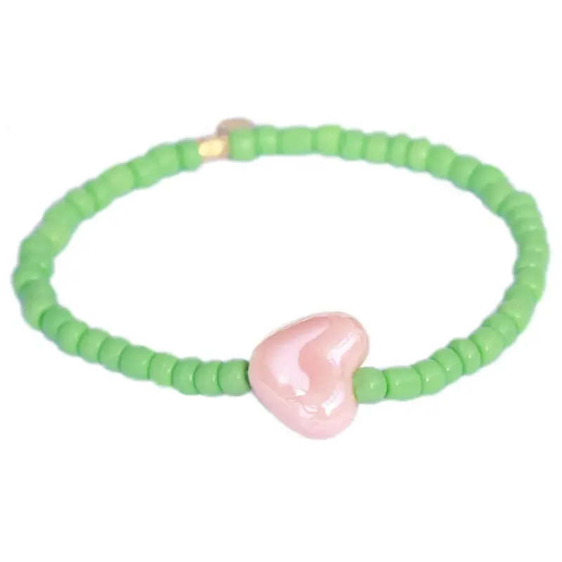 Love Ibiza Stone Heart Bracelet Green