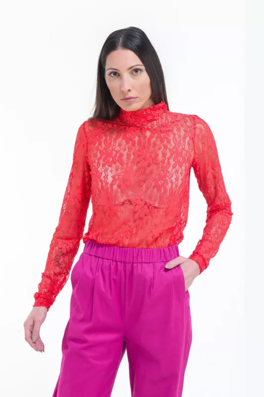 Dolcevita Lace Top Corallo