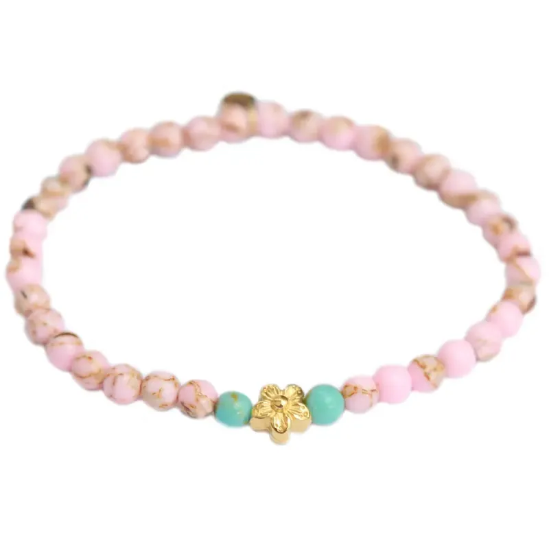Love Ibiza Stone Flower Bracelet Pink
