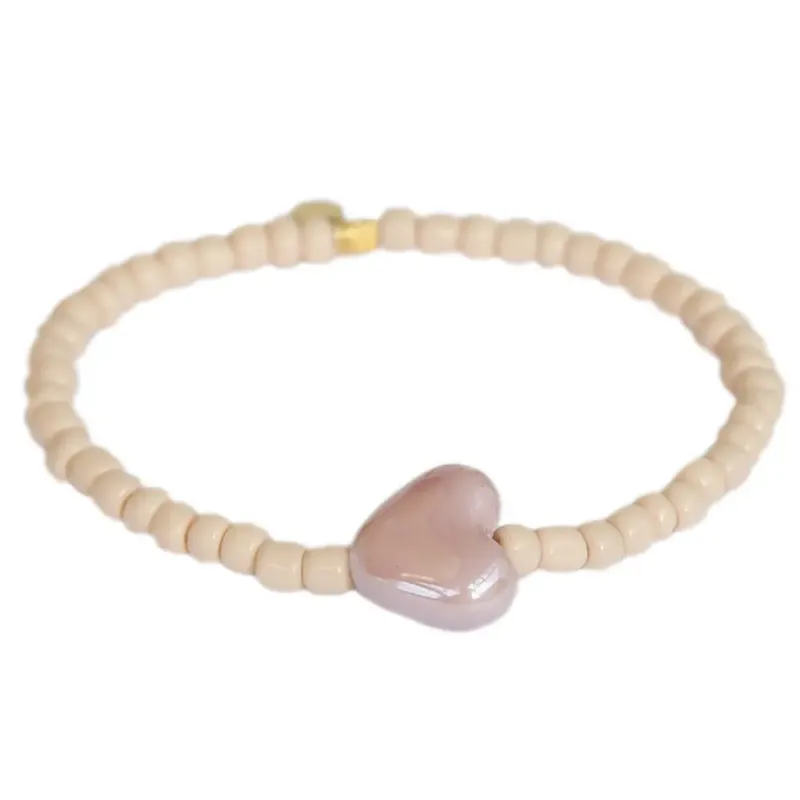 Love Ibiza Stone Heart Bracelet Beige