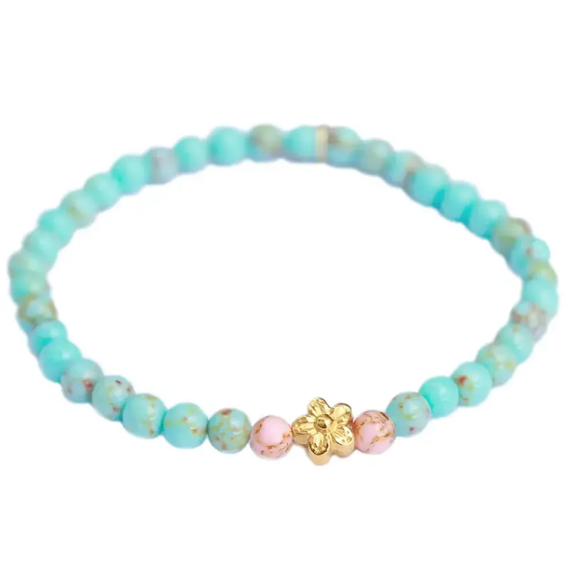 Love Ibiza Stone Flower Bracelet Turquoise