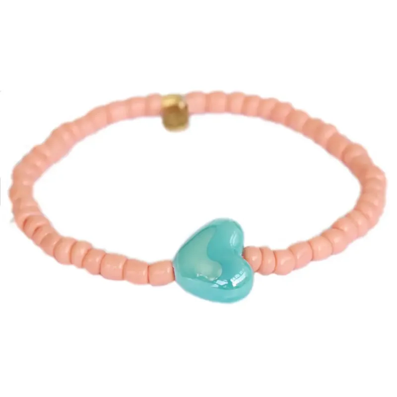 Love Ibiza Stone Heart Bracelet Peach