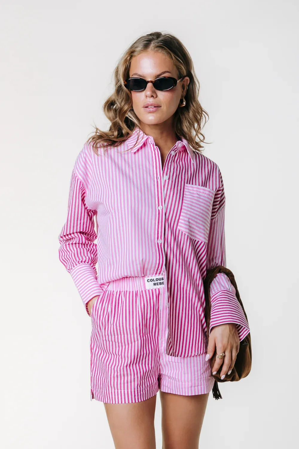 Colourful Rebel Talia Striped Shirt Pink