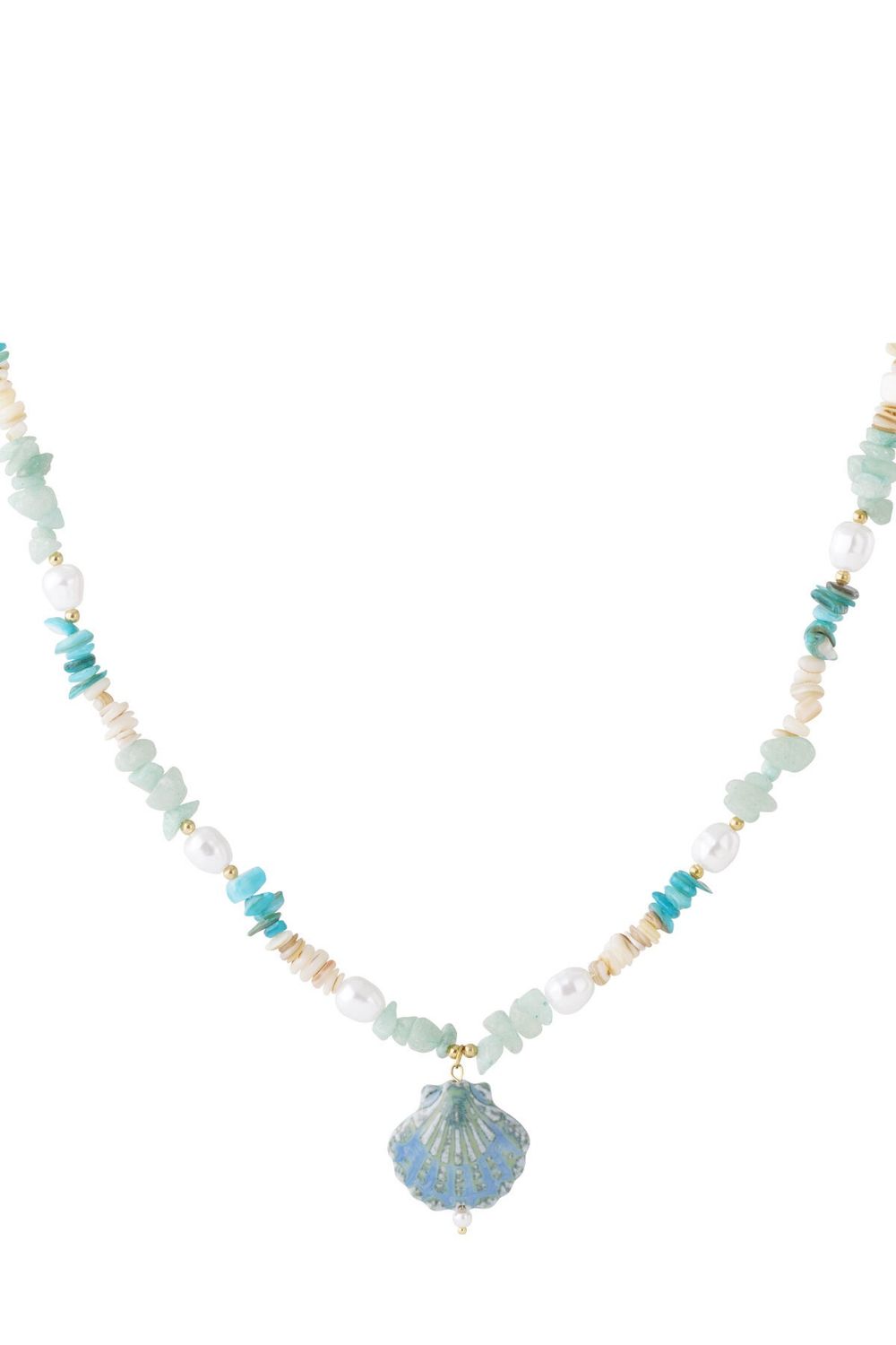 Shell &amp; Stone Necklace Blue