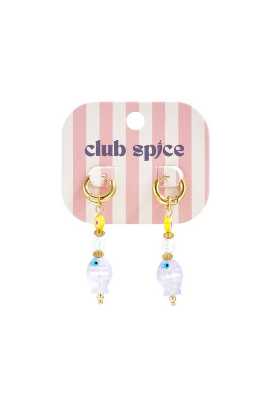 Club Spice Ceramic Fish Earrings Lilac