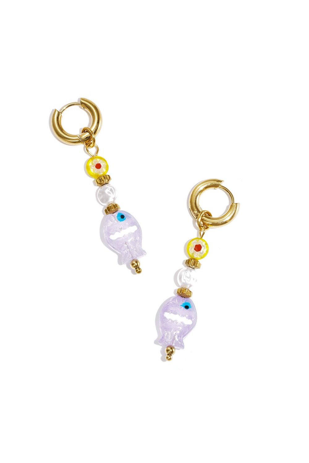 Club Spice Ceramic Fish Earrings Lilac