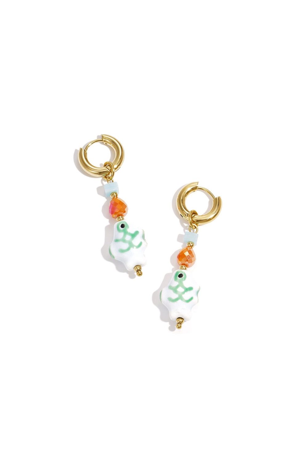 Club Spice Ceramic Fish Earrings Green