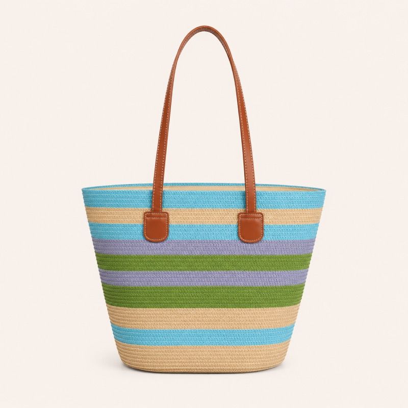 Beachbag Raffia Blue