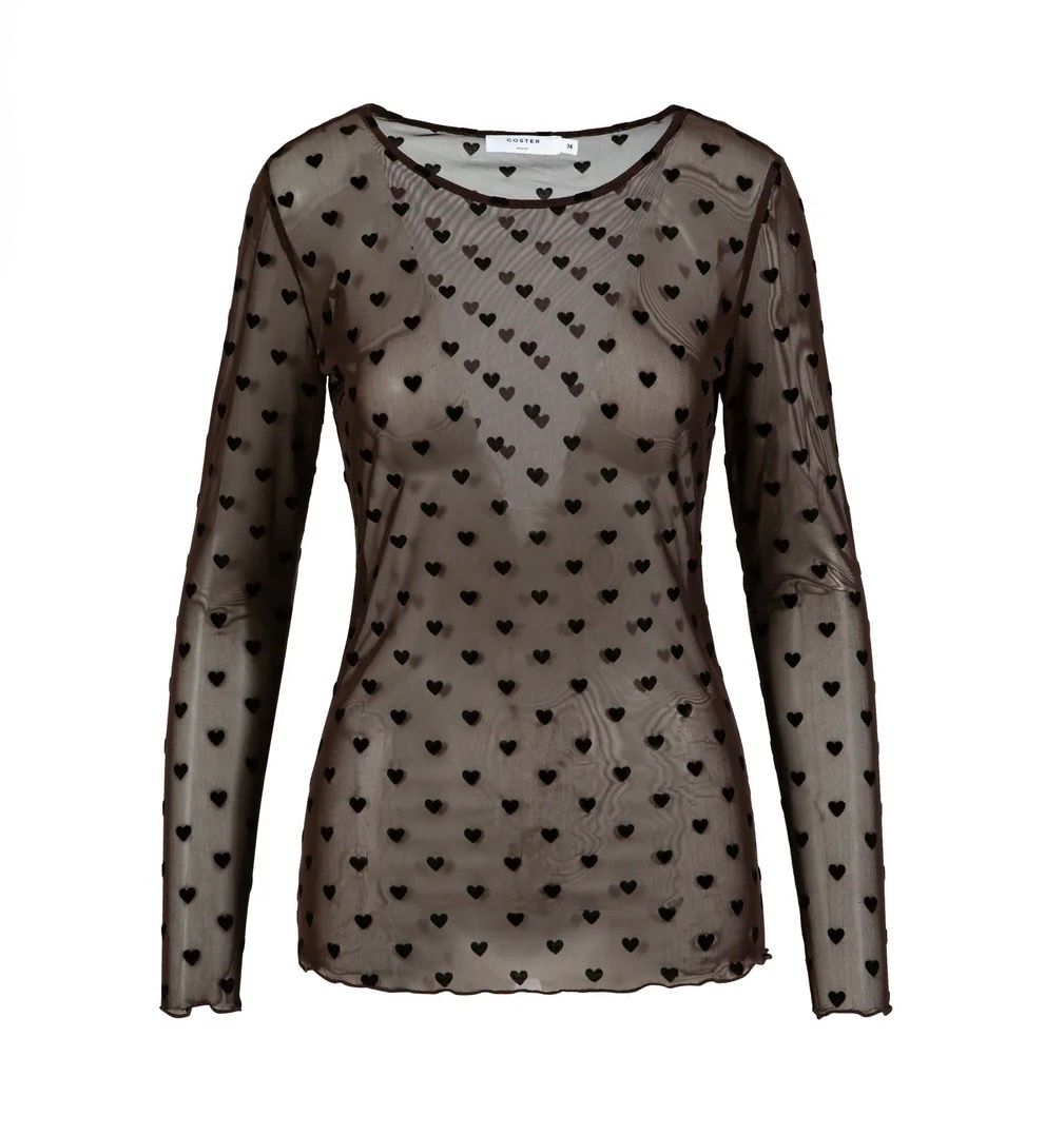 Coster Mesh Top Hearts Black