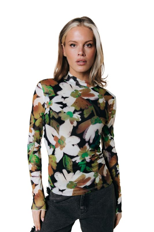 Colourful Rebel Neyo Mesh Top Flower