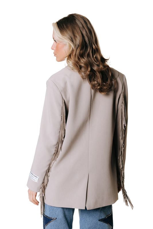 Colourful Rebel Jesra Fringe Blazer Beige