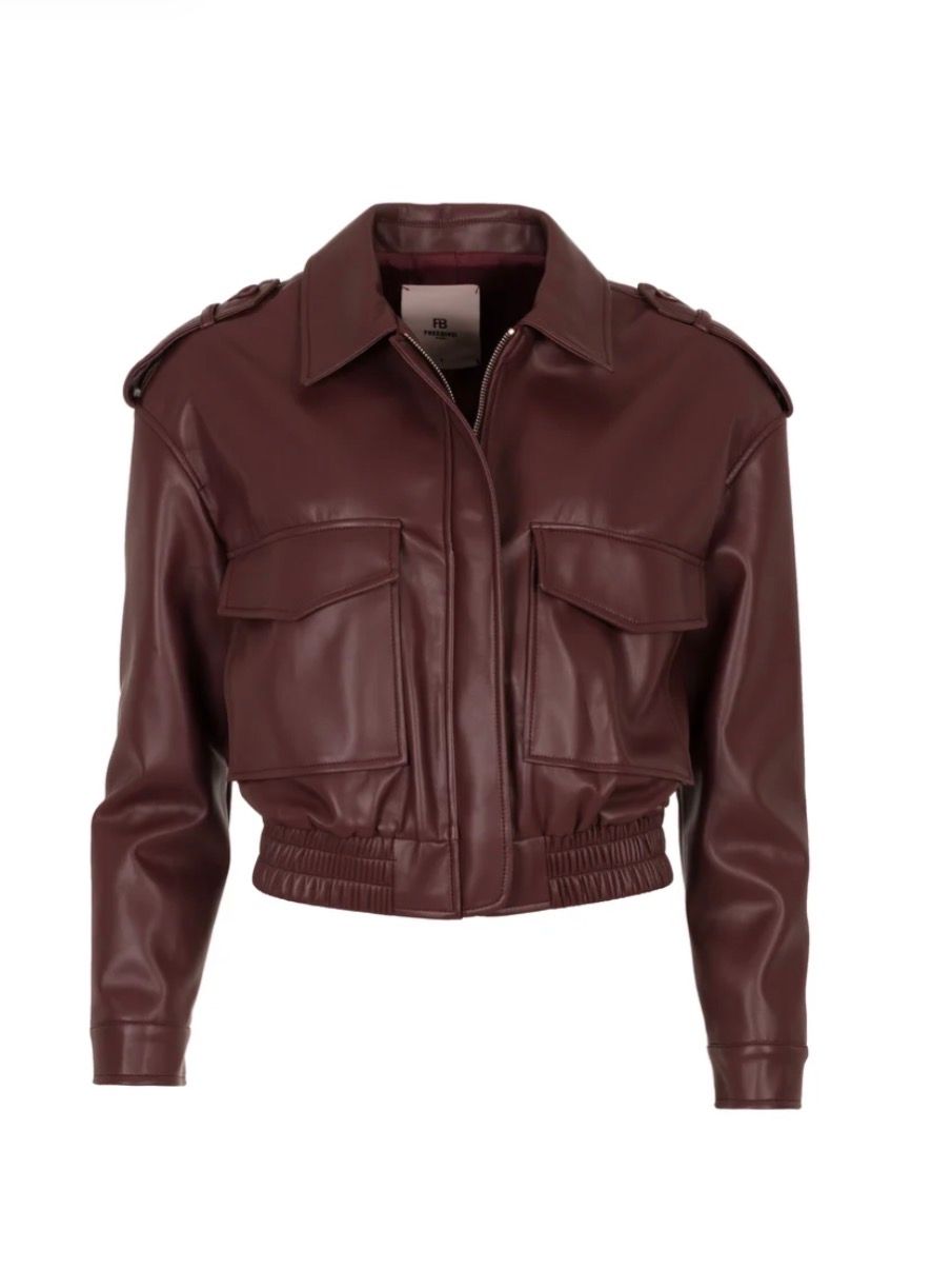 Freebird Lara Faux Leather Jacket Burgundy