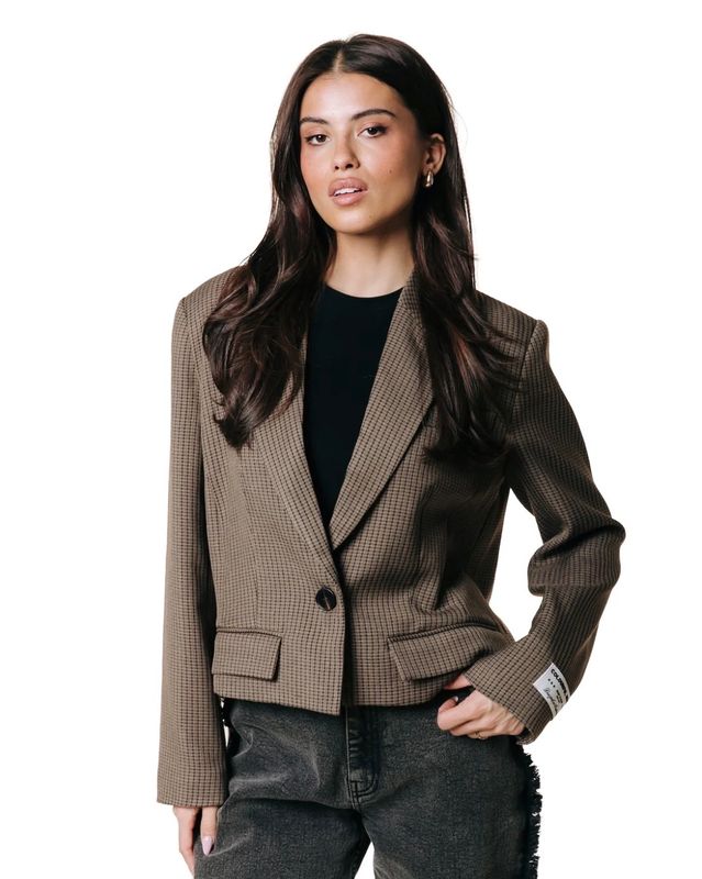 Colourful Rebel Dova Cropped Blazer Brown