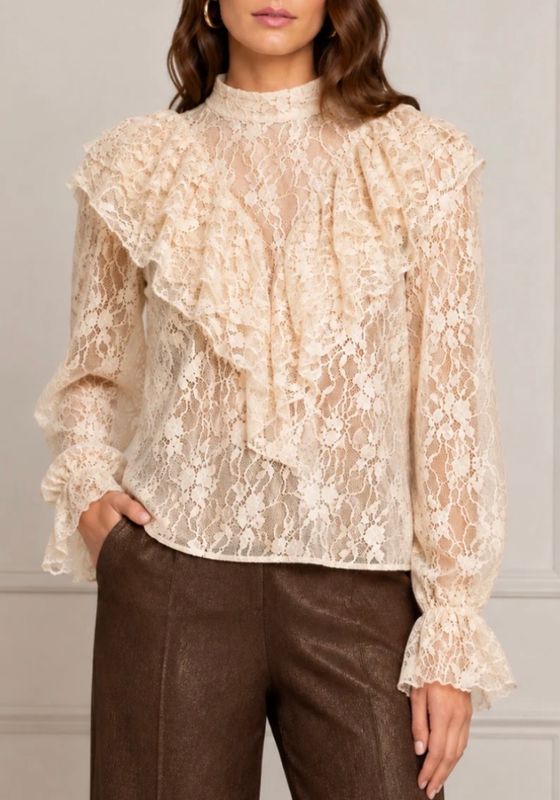 Freebird Bernadette Lace Blouse Ecru