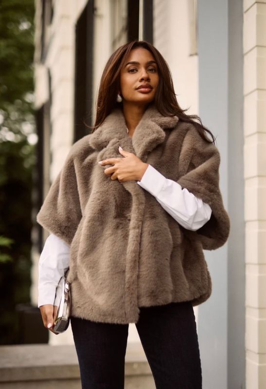 Freebird Greta Fake Fur Gilet Taupe