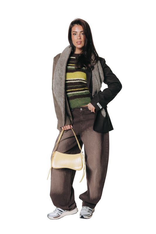 Colourful Rebel Olivia Striped Sweater Green