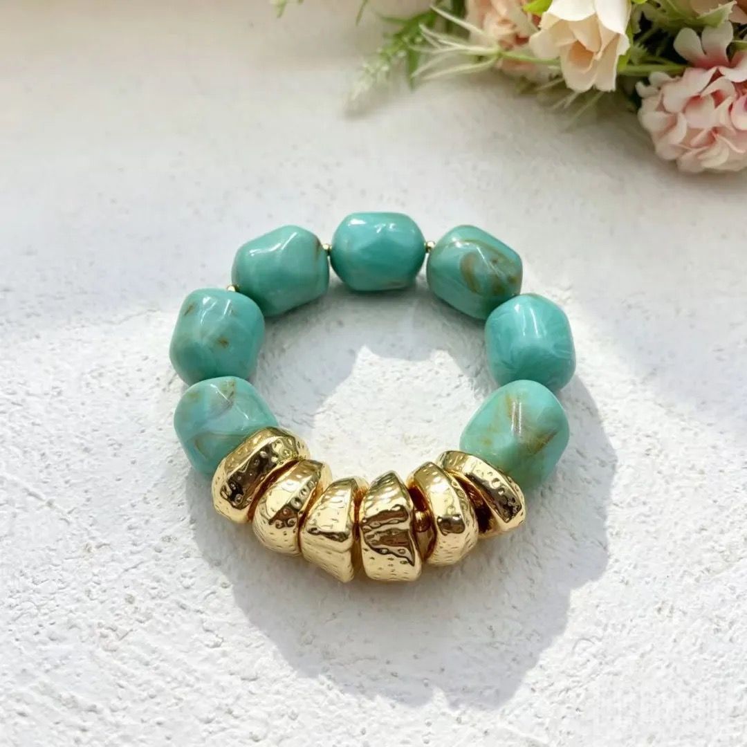 Rock Bracelet Gold Turquoise