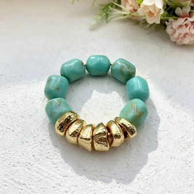 Rock Bracelet Gold Turquoise