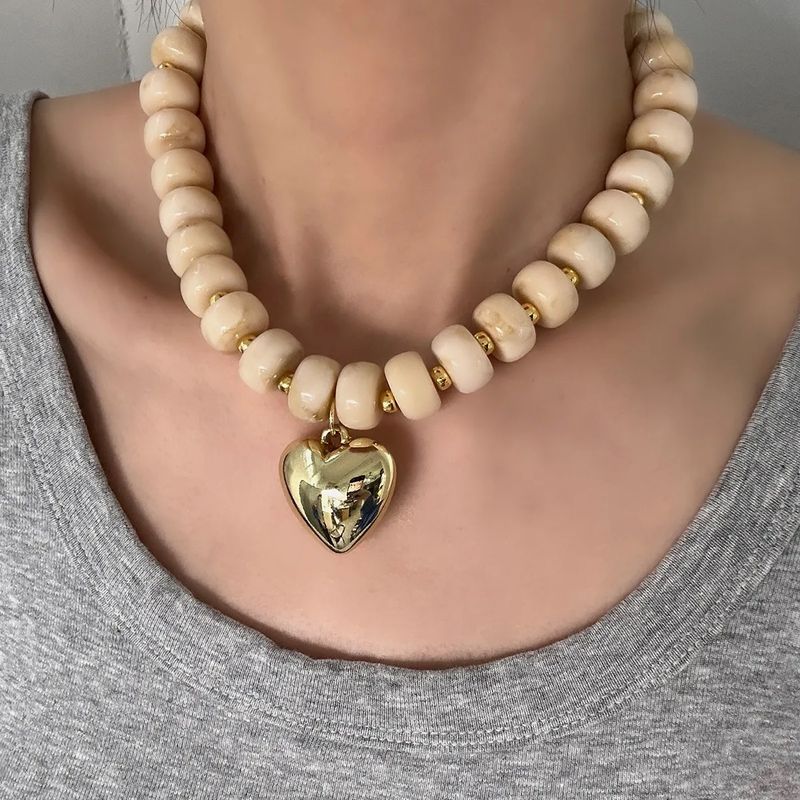 Heart Necklace Beige