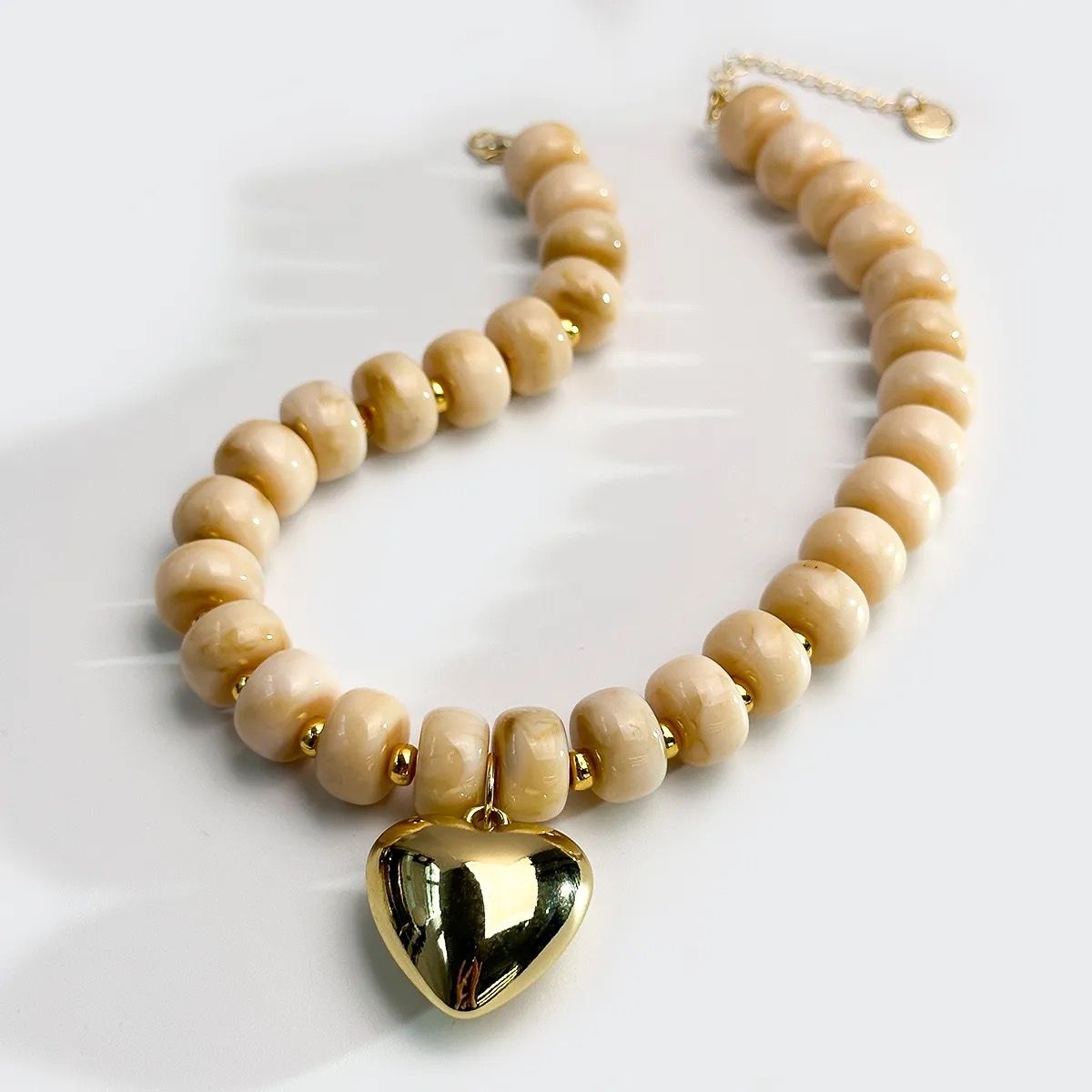 Heart Necklace Beige