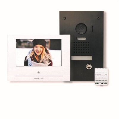 Aiphone JOS1FWB zwarte videokit, 7" wifi monitor & zwarte inbouwdeurpost