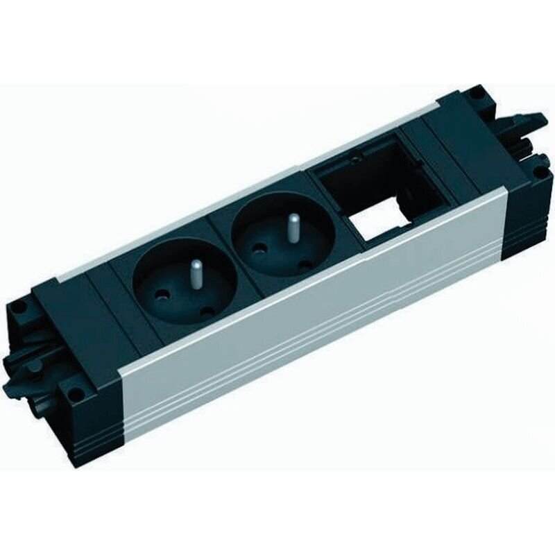 BACHMANN 906.002 STEP ALU powerstrip 3 modulen (2x UTE 1x Lege mod) met kabel GST18i3 BACHMANN 906.002 STEP ALU powerstrip 3 modulen (2x UTE 1x Lege mod) met kabel GST18i3