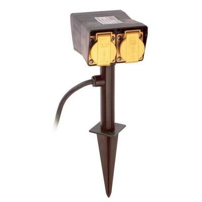 SCHWABE 860680 2 stopcontacten met aardpen, kleur: zwart met geel, H05RN-F 3G1,5 (BELGIE)