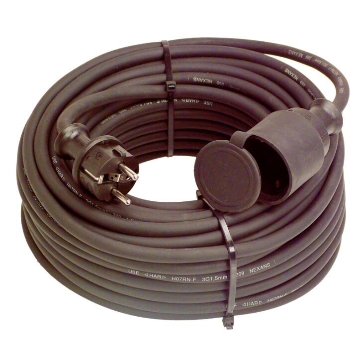 SCHWABE 860382 Rubberen verlengkabel van 5m, H07RN-F3G2.5 zwart, IP44