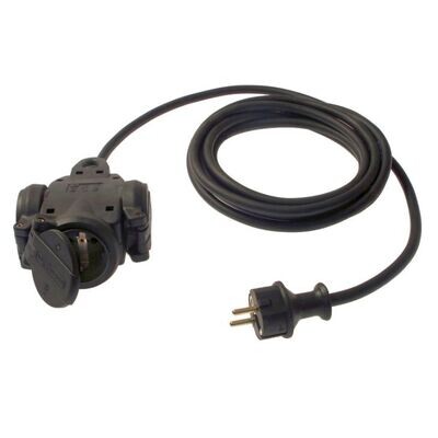 SCHWABE 860459 Driewegstekker rubber met KISI en een kabellengte van 25m, H07RN-F3G2,5