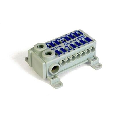 FTG KS741N ECB verdeelblok, 1-polig, (2x 2,5-16mm² + 14x 0,5-4mm²), blauw