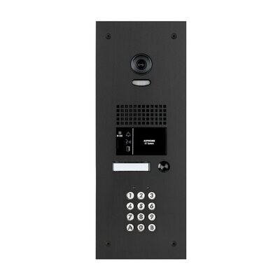 Aiphone GTV1BAC zwarte GT-deurpost met 1 drukknop en codeklavier