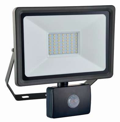 SCHWABE 46335 Optiline 50W LED-wandlamp, 4500 lm, 1m rubberslangkabel, IP44 + bewegingsmelder