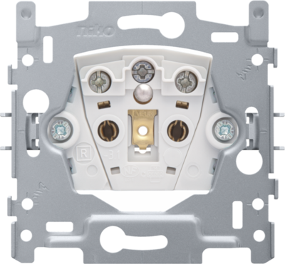 Niko 170-33100 Sokkel voor stopcontact met penaarde en beschermingsafsluiters, inbouwdiepte 28,5 mm, 16 A/250 Vac, schroefklemmen