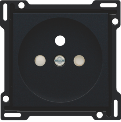 Niko 161-66601 Afwerkingsset voor stopcontact met penaarde en beschermingsafsluiters, inbouwdiepte 28,5 mm, black coated