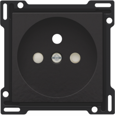 Niko 200-66601 Afwerkingsset voor stopcontact met penaarde en beschermingsafsluiters, inbouwdiepte 28,5 mm, piano black coated