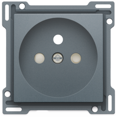Niko 220-66601 Afwerkingsset voor stopcontact met penaarde en beschermingsafsluiters, inbouwdiepte 28,5 mm, steel grey coated