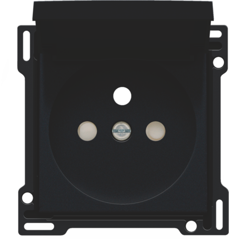 Niko 161-66603 Afwerkingsset voor stopcontact met klapdeksel, penaarde en beschermingsafsluiters, inbouwdiepte 28,5 mm, black coated