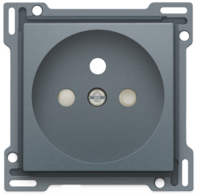Niko 220-66601 Afwerkingsset voor stopcontact met penaarde en beschermingsafsluiters, inbouwdiepte 28,5 mm, steel grey coated