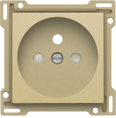 Niko 221-66601 Afwerkingsset voor stopcontact met penaarde en beschermingsafsluiters, inbouwdiepte 28,5 mm, gold coated