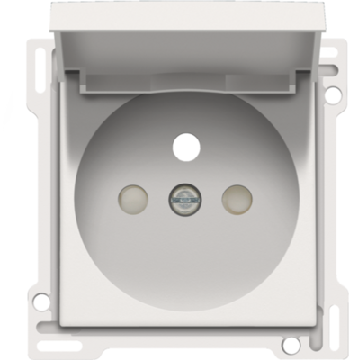 Niko 154-66603 Afwerkingsset voor stopcontact met klapdeksel, penaarde en beschermingsafsluiters, inbouwdiepte 28,5 mm, white coated