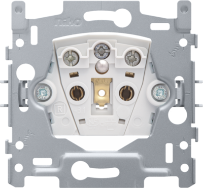 Niko 170-32100 Sokkel voor stopcontact met penaarde en beschermingsafsluiters, inbouwdiepte 21 mm, 16 A/250 Vac, schroefklemmen