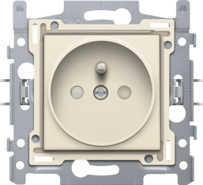 Niko 100-66100 Stopcontact met penaarde en beschermingsafsluiters, inbouwdiepte 21 mm, sokkel, schroefklemmen en afwerkingsset