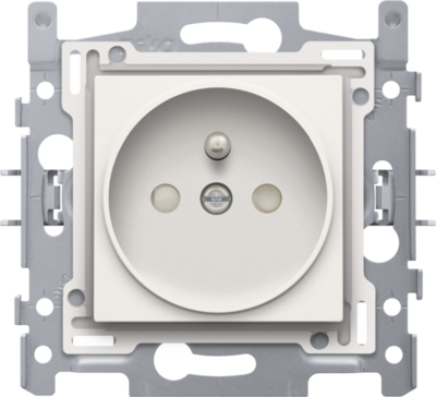Niko 101-66100 Stopcontact met penaarde en beschermingsafsluiters, inbouwdiepte 21 mm, sokkel, schroefklemmen en afwerkingsset