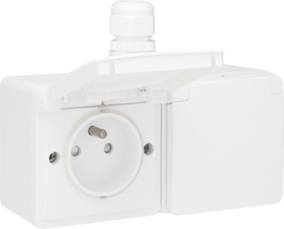 Niko 701-37748 Spuitwaterdicht dubbel horizontaal stopcontact met penaarde, beschermingsafsluiters en schroefklemmen – inclusief doos met één ingang bovenaan, white Niko 701-37748 Spuitwaterdicht dubbel horizontaal stopcontact met penaarde, beschermingsafsluiters en schroefklemmen – inclusief doos met één ingang bovenaan, white